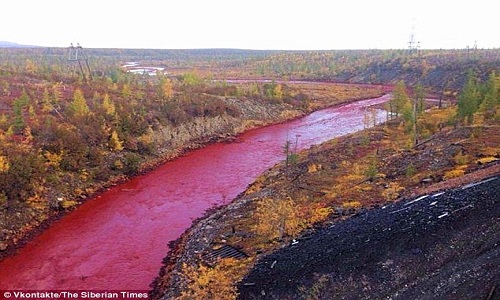 Nhà máy luyện kim Nga bị tố xả thải khiến nước sông đỏ quạch như máu