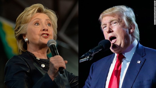 Khoảng cách giữa Hilary Clinton và Donald Trump lần đầu tiên đạt 2 con số
