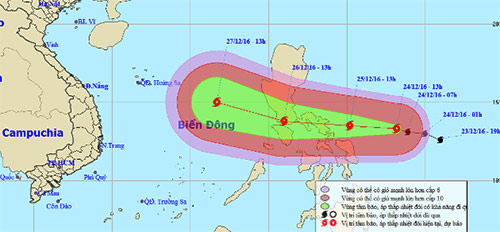 Bão cấp 15 hướng vào biển Đông