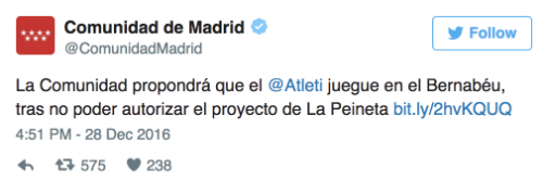 Chính quyền Madrid 'đề nghị' Atletico mượn Bernabeu làm sân nhà