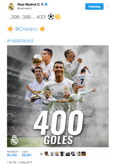 Real gây tranh cãi khi công nhận mốc 400 bàn của Ronaldo