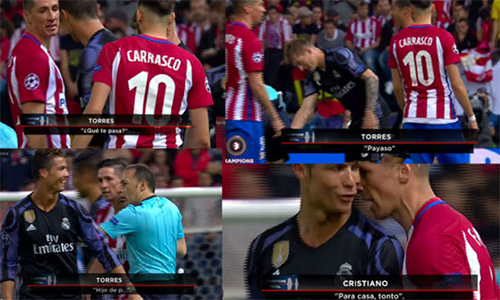 Ronaldo và Torres sỉ nhục nhau trong trận Atletico - Real Madrid