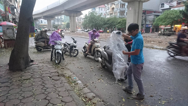 Hà Nội mưa giông lớn, cây đổ, đường ngập