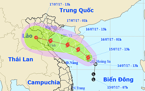 Bão cấp 8 hướng Thanh Hóa - Hà Tĩnh