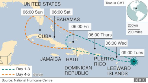 Hải quân Mỹ sơ tán căn cứ 5.000 người vì lo ngại siêu bão Irma