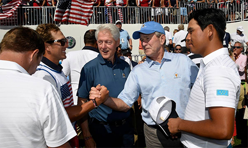 Ba cựu Tổng thống cổ vũ tuyển Mỹ ở ngày đầu Presidents Cup