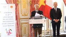 Tổng bí thư dự kỷ niệm 45 năm thiết lập quan hệ ngoại giao Việt-Pháp