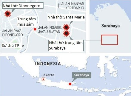 Khủng bố ở Indonesia: Cả gia đình 6 người đánh bom tự sát