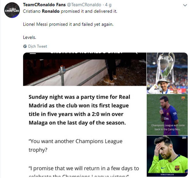 Liverpool đá bay Barca: Triệu fan Ronaldo hả hê, chê Messi thiếu bản lĩnh