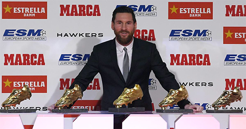 Messi lần thứ sáu đoạt Giày Vàng châu Âu