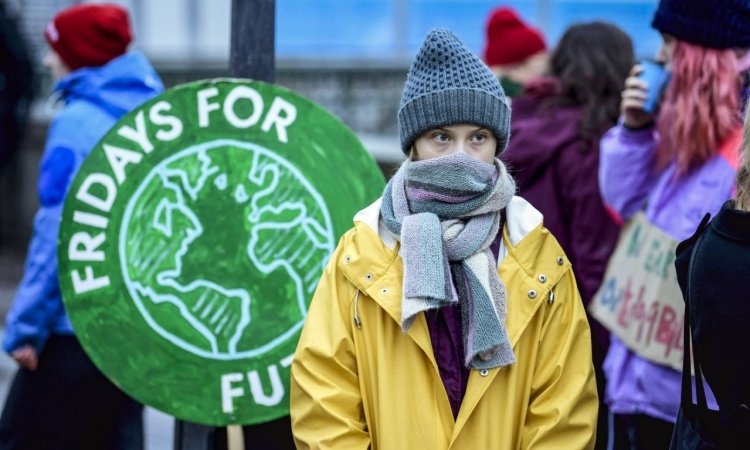 Greta Thunberg biểu tình bên ngoài quốc hội Thuỵ Điển